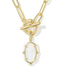 Elisa Gold Plated White Mother of Pearl Enamel Link & Chain Necklace by Kendra Scott