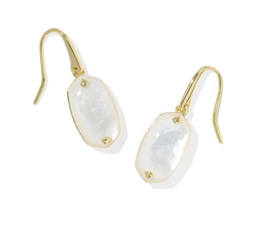Lee Riveted Gold Plated Ivory Mother of Pearl Drop Earrings by Kendra Scott