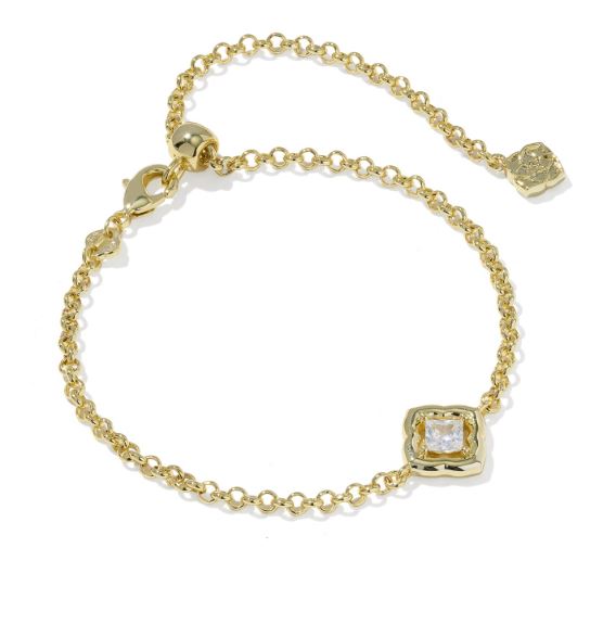Mallory Gold Plated White CZ Crystal Delicate Chain Bracelet by Kendra Scott