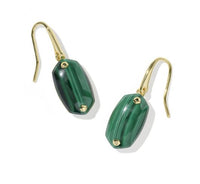 Lee Riveted Gold Plated Green Malachite Drop Earrings by Kendra Scott