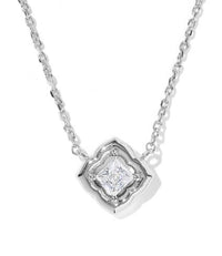 Mallory Silver White CZ Crystal Short Pendant Necklace by Kendra Scott