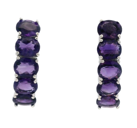 Sterling Silver 3.12cttw 5x4mm Amethyst Earrings