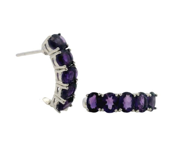 Sterling Silver 3.12cttw 5x4mm Amethyst Earrings