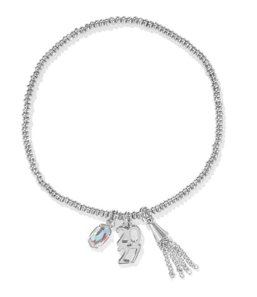 2027 Graduation Silver Dichroic Glass Stretch Bracelet by Kendra Scott