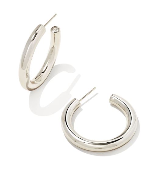 Colette Rhodium Metal Hoop Earrings by Kendra Scott