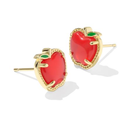 Apple Gold Plated Red Illusion Stud Earrings by Kendra Scott
