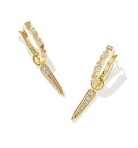 Fate Charm Gold Plated White CZ Huggie Earrings by Kendra Scott