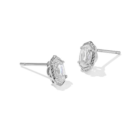 Mini Ellie Luxe Silver White CZ Stud Earrings by Kendra Scott