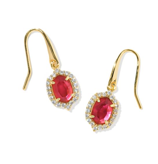 Daphne Crystal Frame Gold Plated Dark Pink Illusion Drop Earrings by Kendra Scott