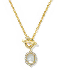 Daphne Crystal Frame Gold Plated Ivory Mother of Pearl Toggle Necklace by Kendra Scott