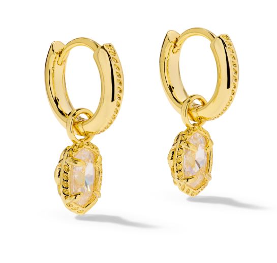 Mini Ellie Luxe Gold Plated White CZ Huggie Earrings by Kendra Scott