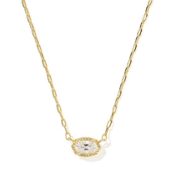 Mini Elisa Luxe Gold Plated White CZ Short Pendant Necklace by Kendra Scott