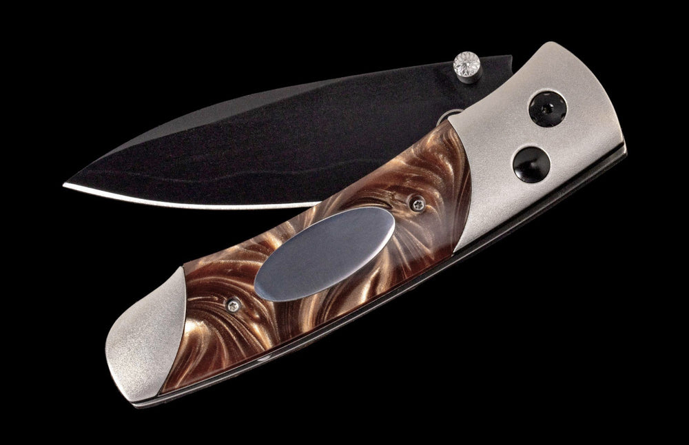 Aerospace Grade Titanium, Inlays Acrylic Resin, Eng Plate, SSteel Blade with DLC on Blade by William Henry