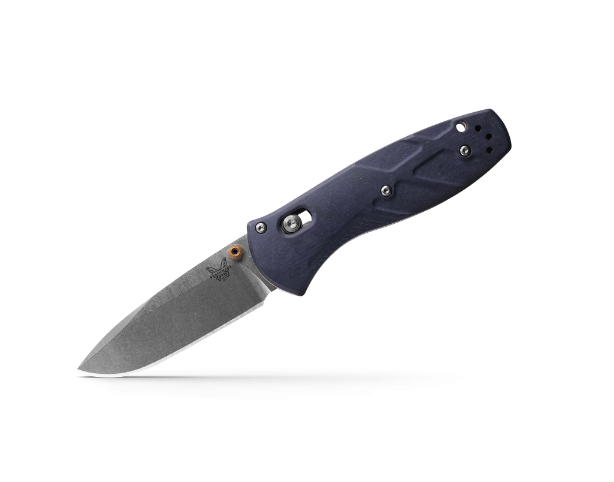 Mini Barrage CPM-S3OV Blade Flat Dark Earth Thumb Studs with Blue Handle by Benchmade
