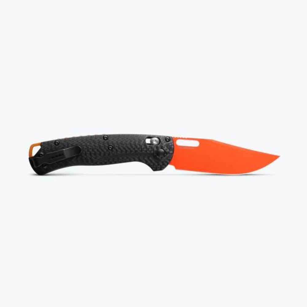 TAGGEDOUT Orange Blade Finish, Black Carbon Fiber Handle by Benchmade