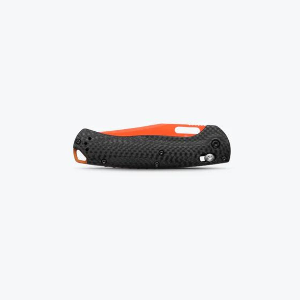 TAGGEDOUT Orange Blade Finish, Black Carbon Fiber Handle by Benchmade