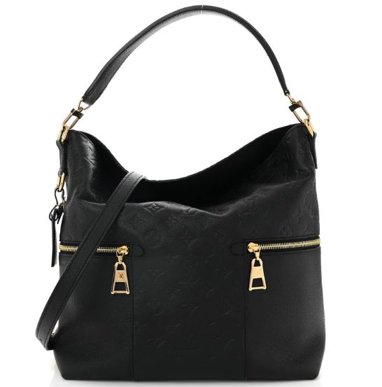 PREOWNED Louis Vuitton Black Empreinte Melie Tote with Gold Hardware, Name Tag, & Strap