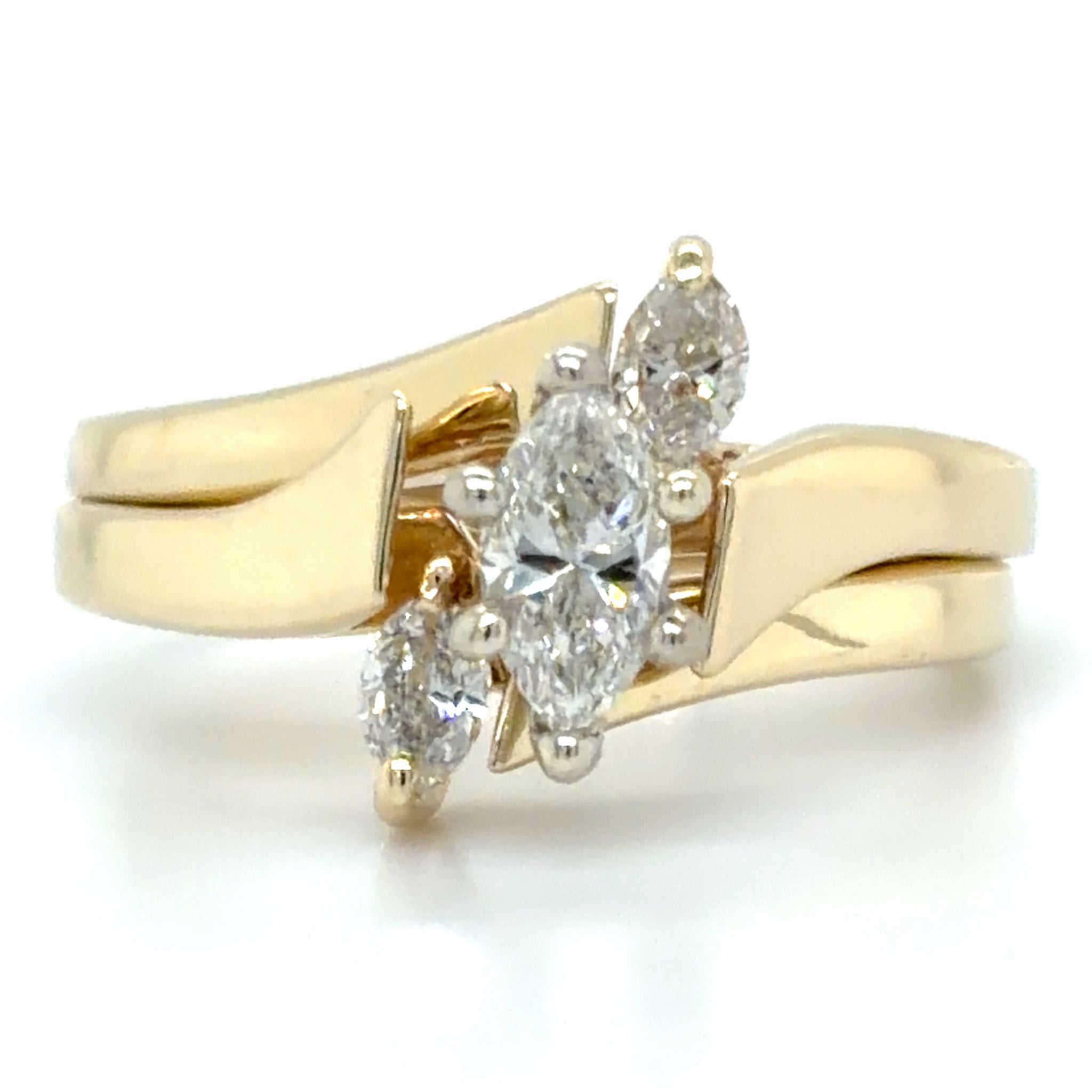 Estate 0.37cttw Diamond Bypass Wedding Set