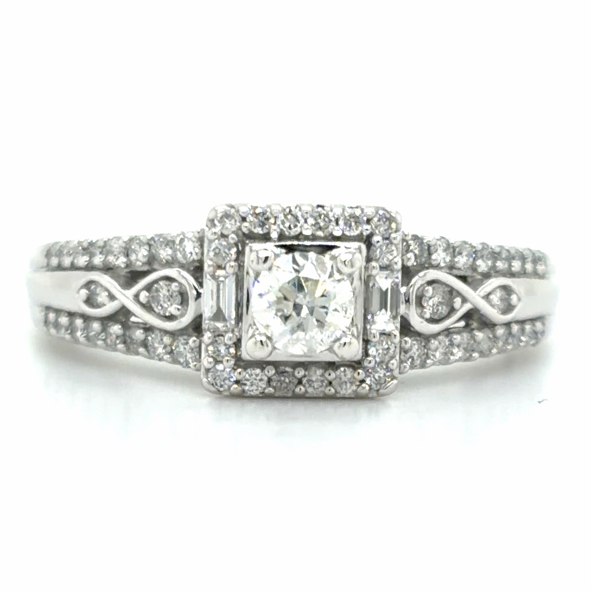 Estate size 7 White Gold Engagement Ring