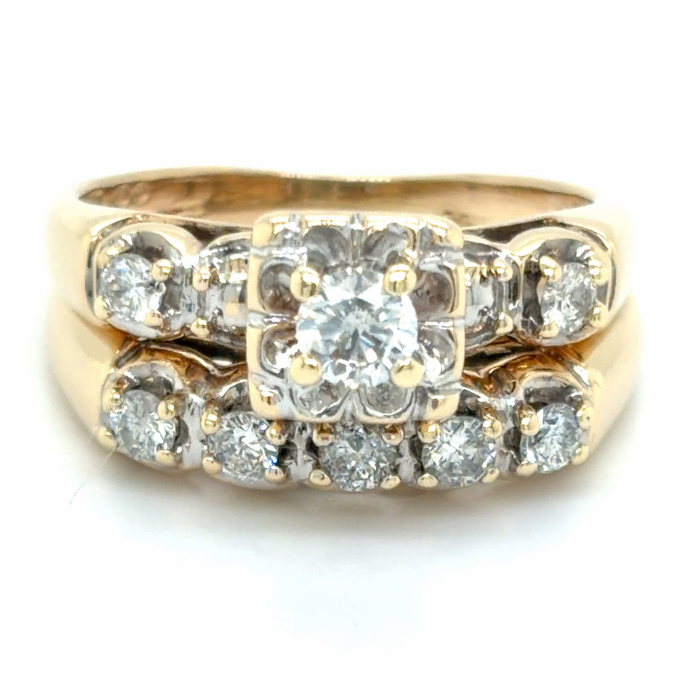 Estate 0.46cttw Diamond Vintage Wedding Set