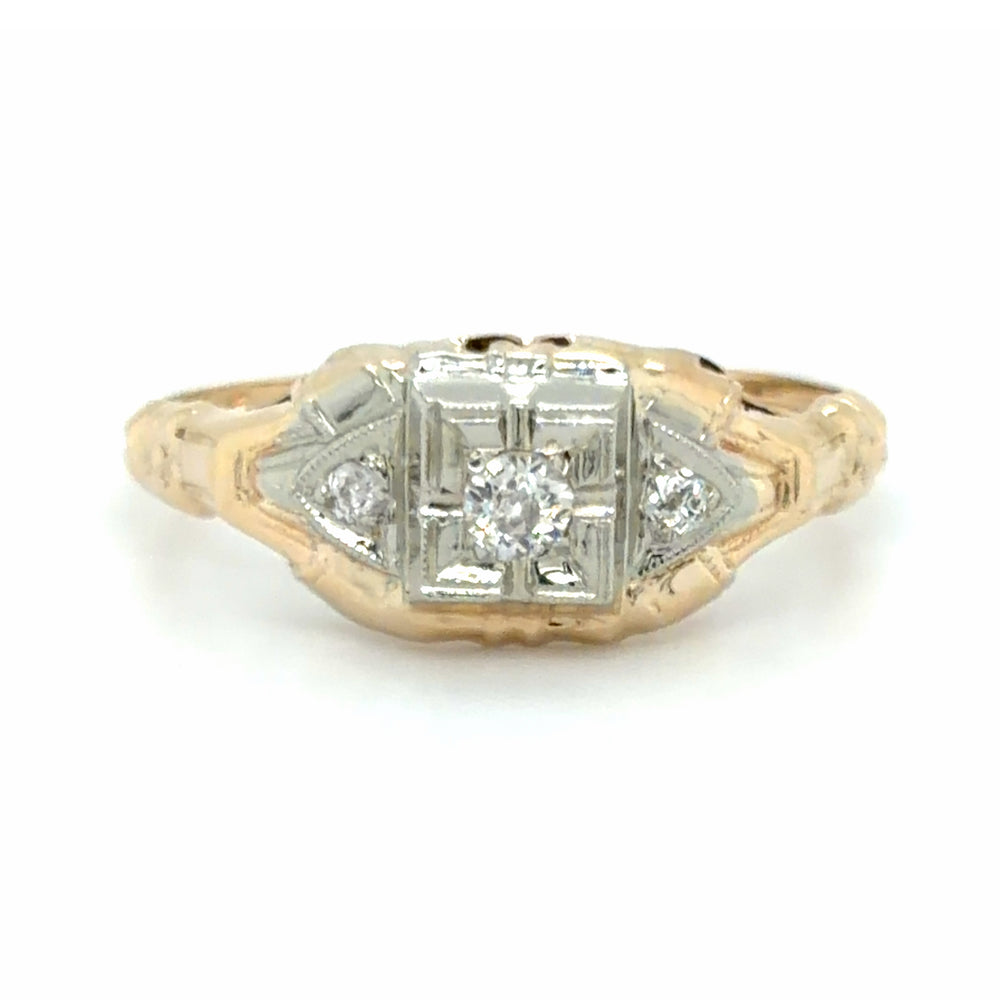 Estate Old European Cut Diamond Vintage Engagement Ring