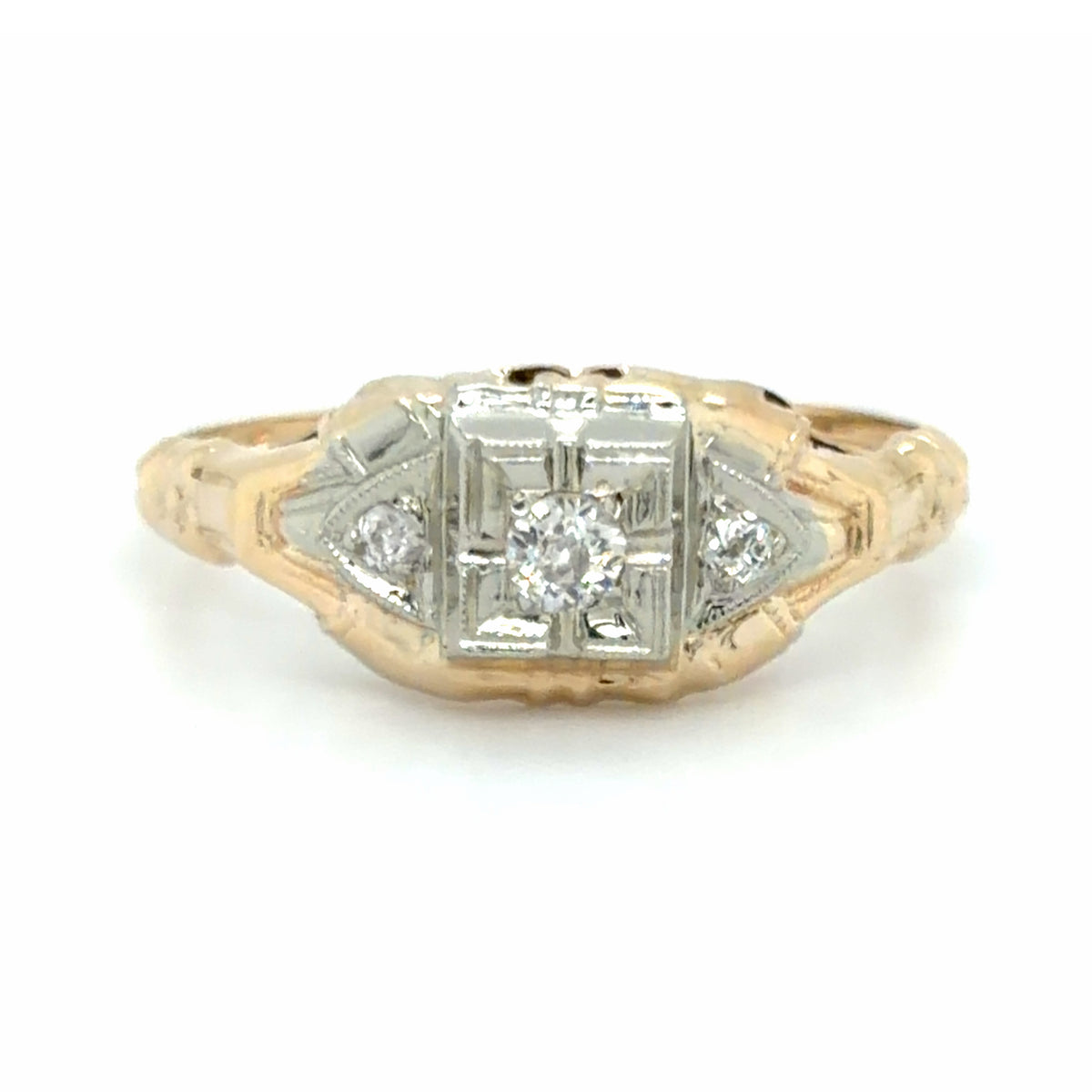 Estate Old European Cut Diamond Vintage Engagement Ring