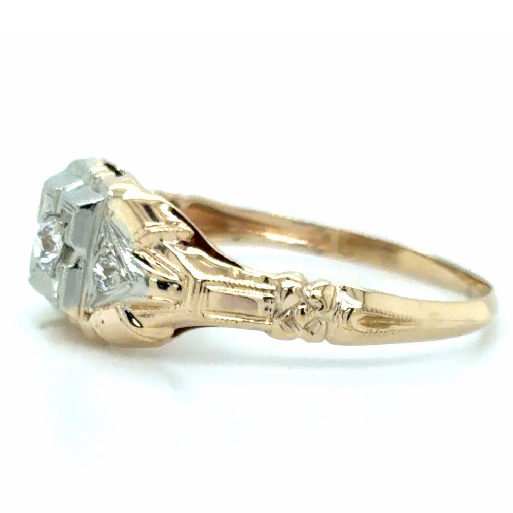 Estate Old European Cut Diamond Vintage Engagement Ring