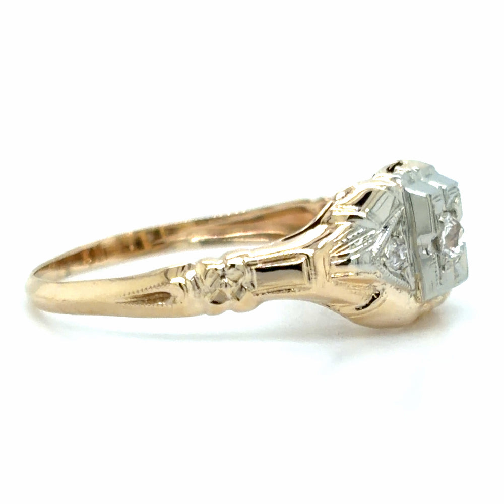Estate Old European Cut Diamond Vintage Engagement Ring