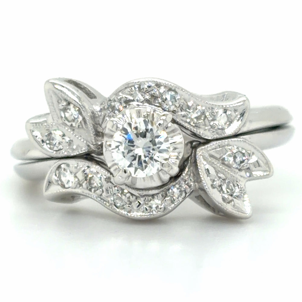 Estate Dimaond Wedding Set with Floral Motif
