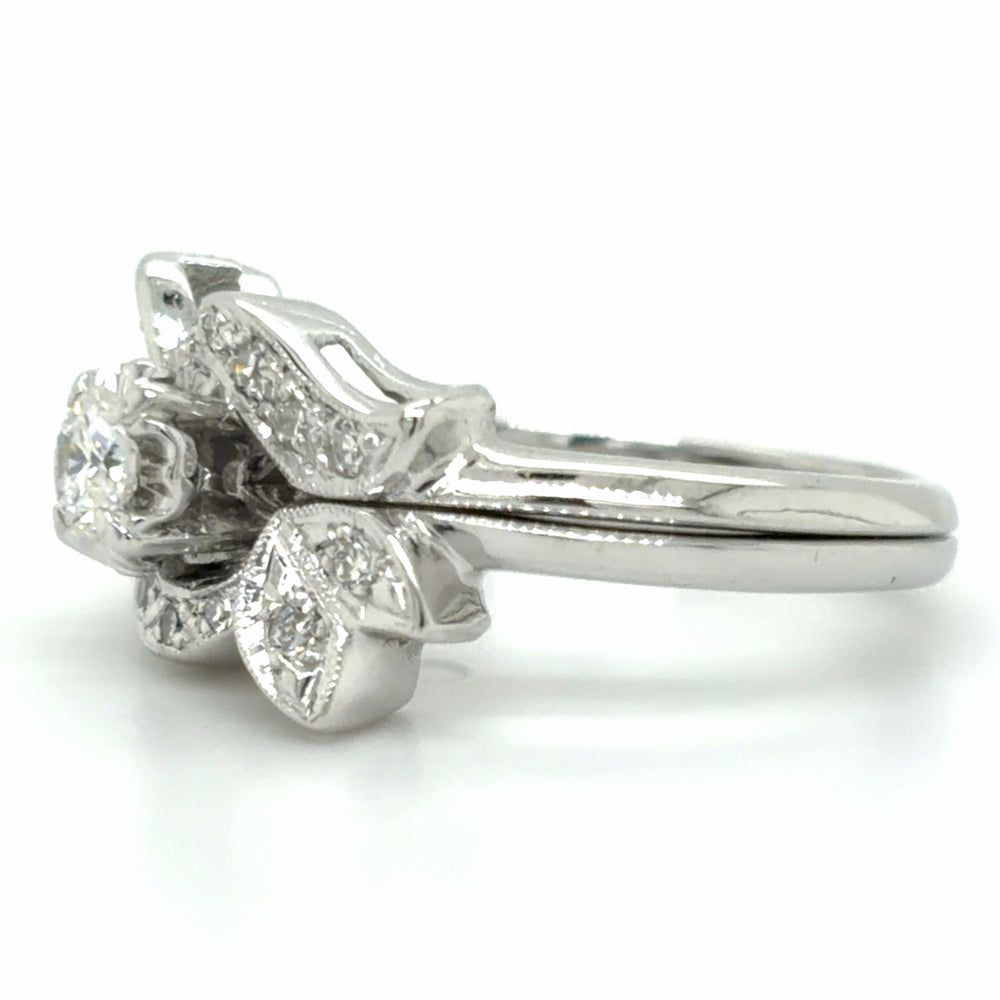 Estate Dimaond Wedding Set with Floral Motif