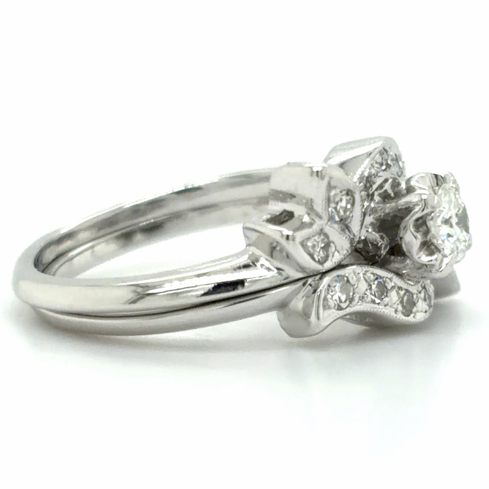 Estate Dimaond Wedding Set with Floral Motif