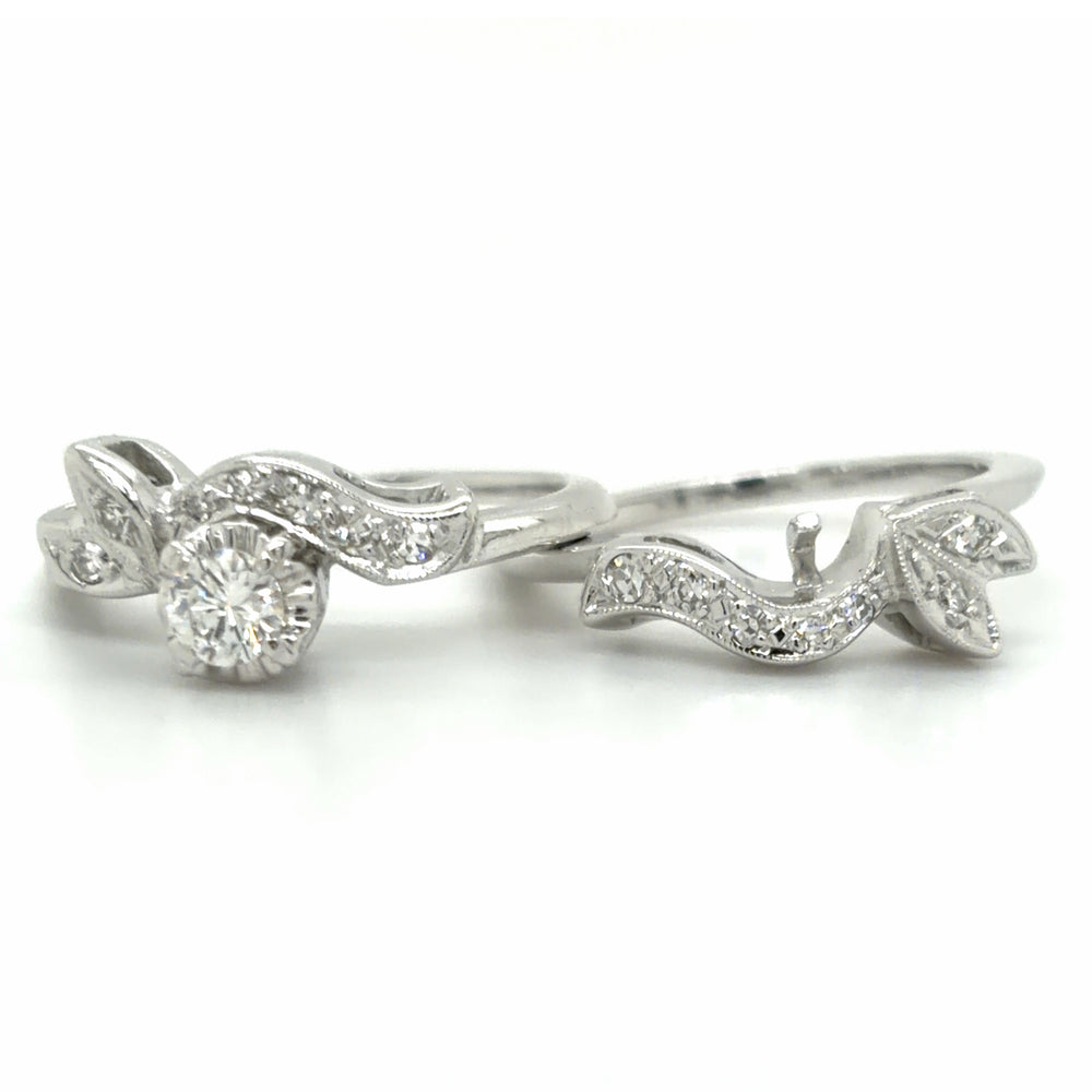 Estate Dimaond Wedding Set with Floral Motif