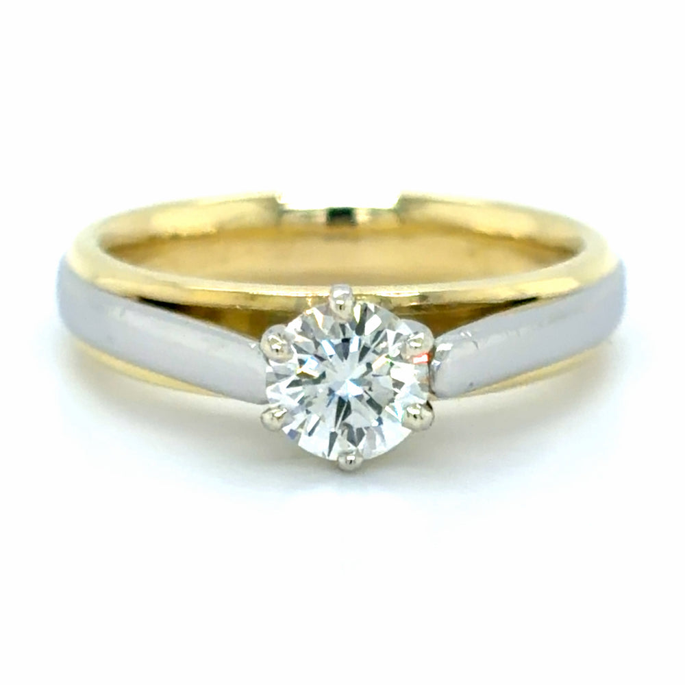 Estate 18K Gold & Platinum 0.50ct Diamond Solitiare Ring