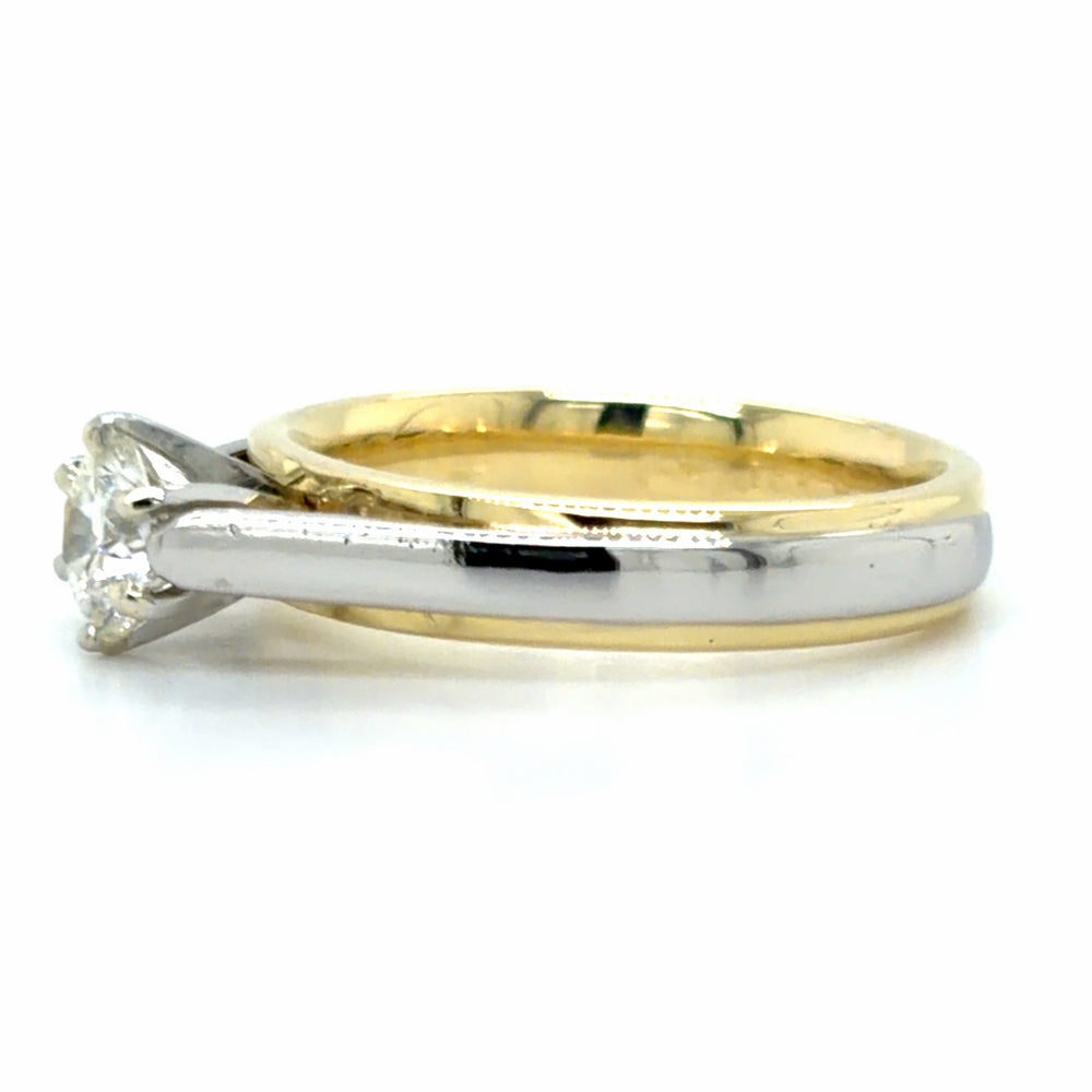 Estate 18K Gold & Platinum 0.50ct Diamond Solitiare Ring
