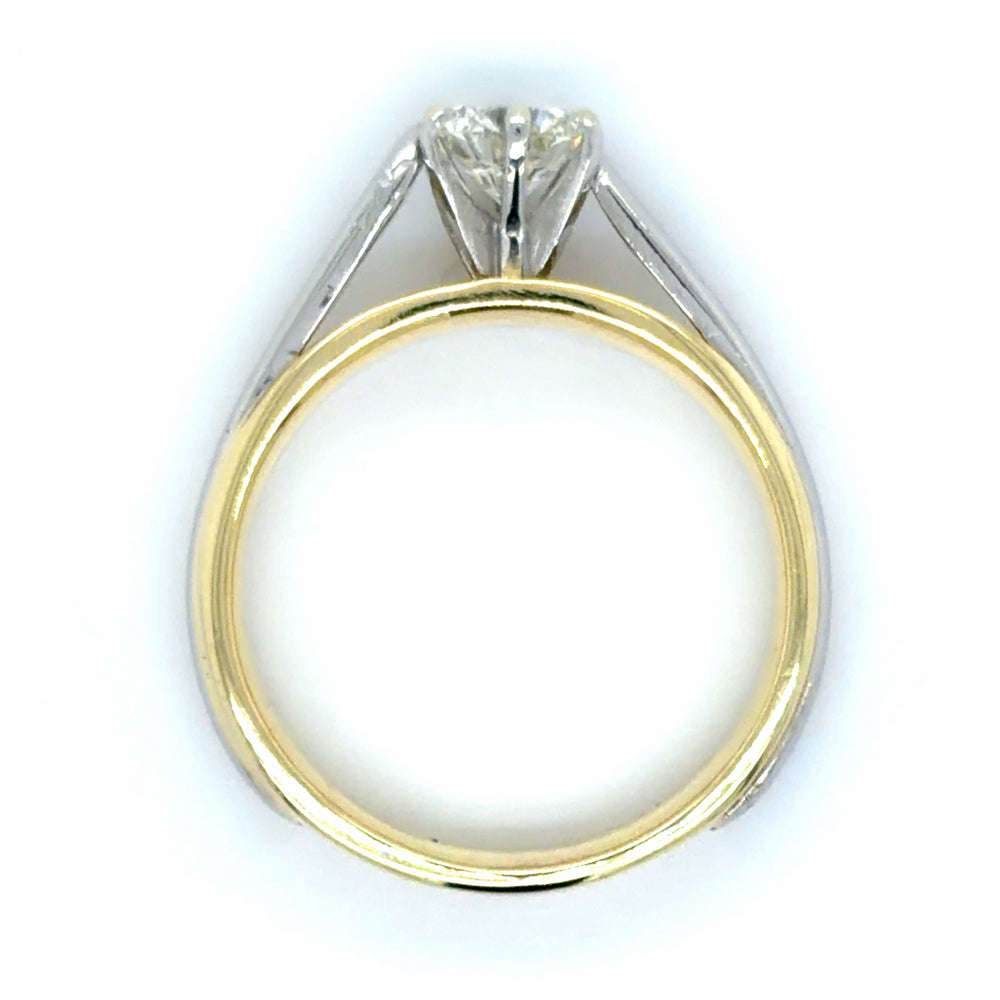 Estate 18K Gold & Platinum 0.50ct Diamond Solitiare Ring