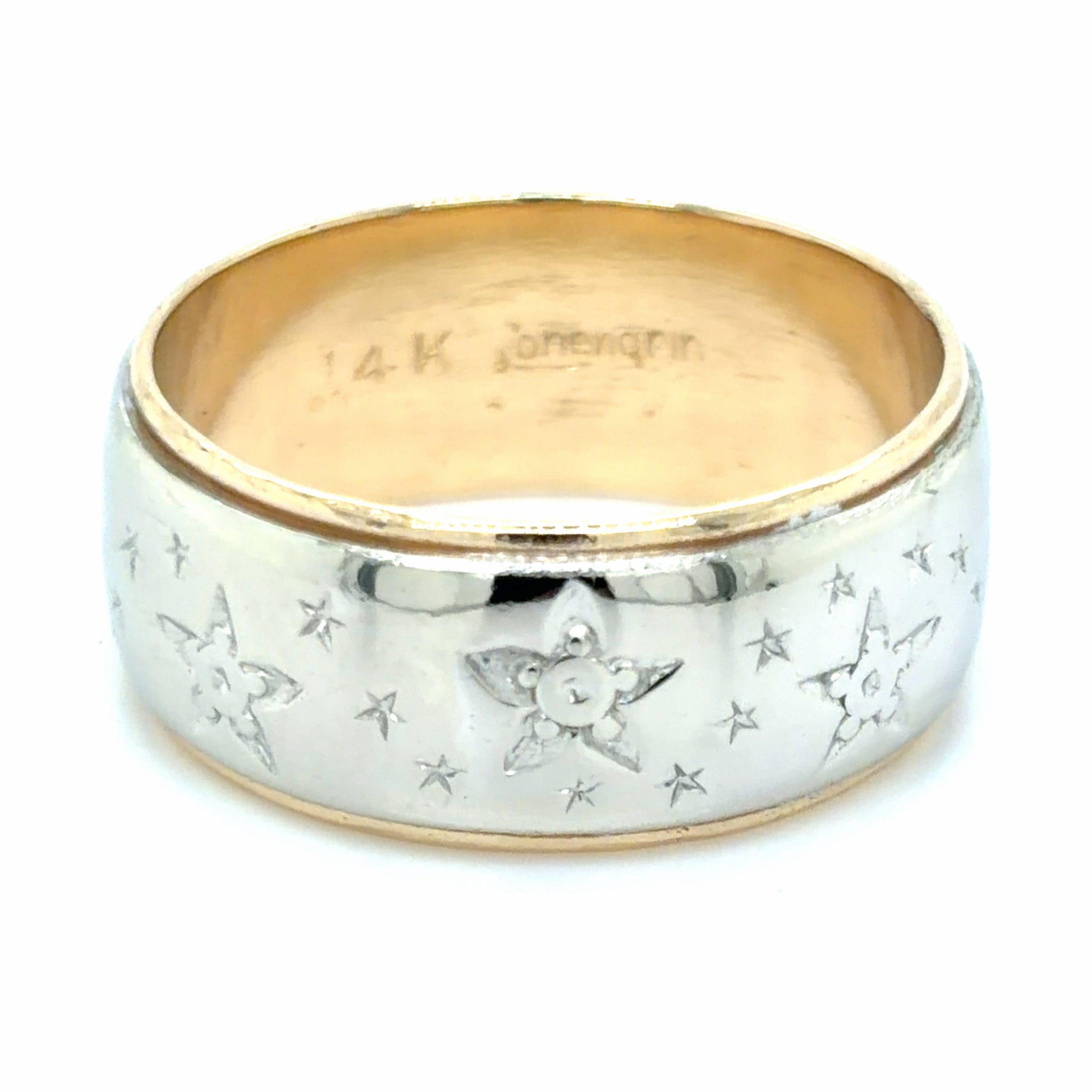 Estate Two Tone Star Motif Wedding Band