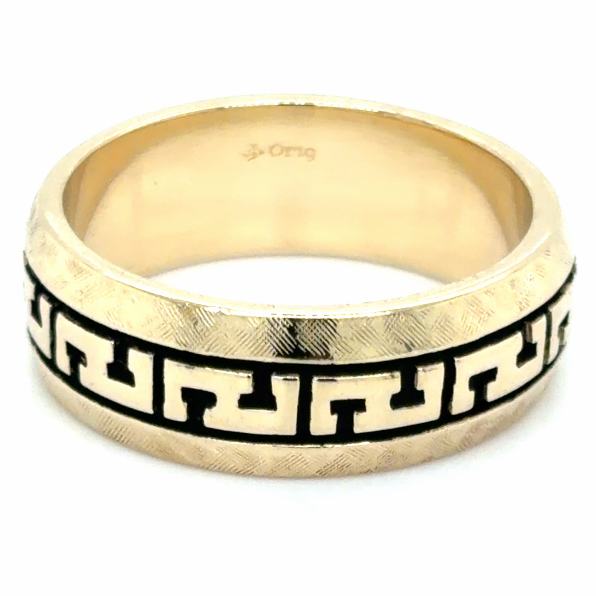 Estate Greek Key Textured Wedding Band