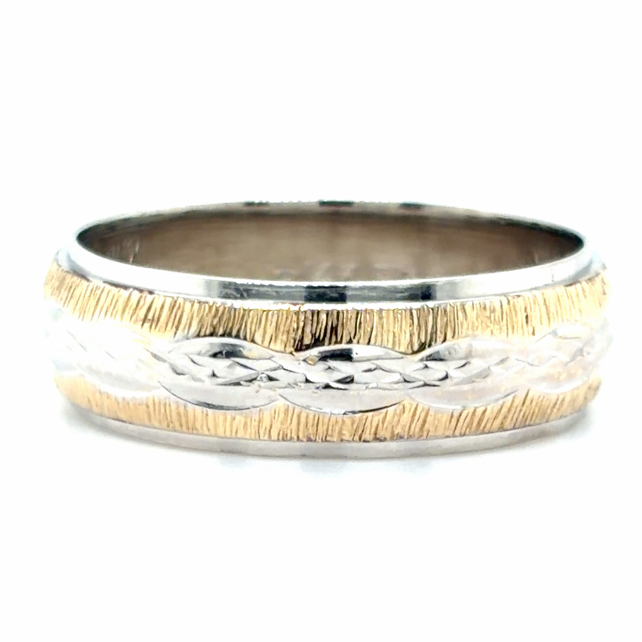 Estate Two-Tone Textured Wedding Band