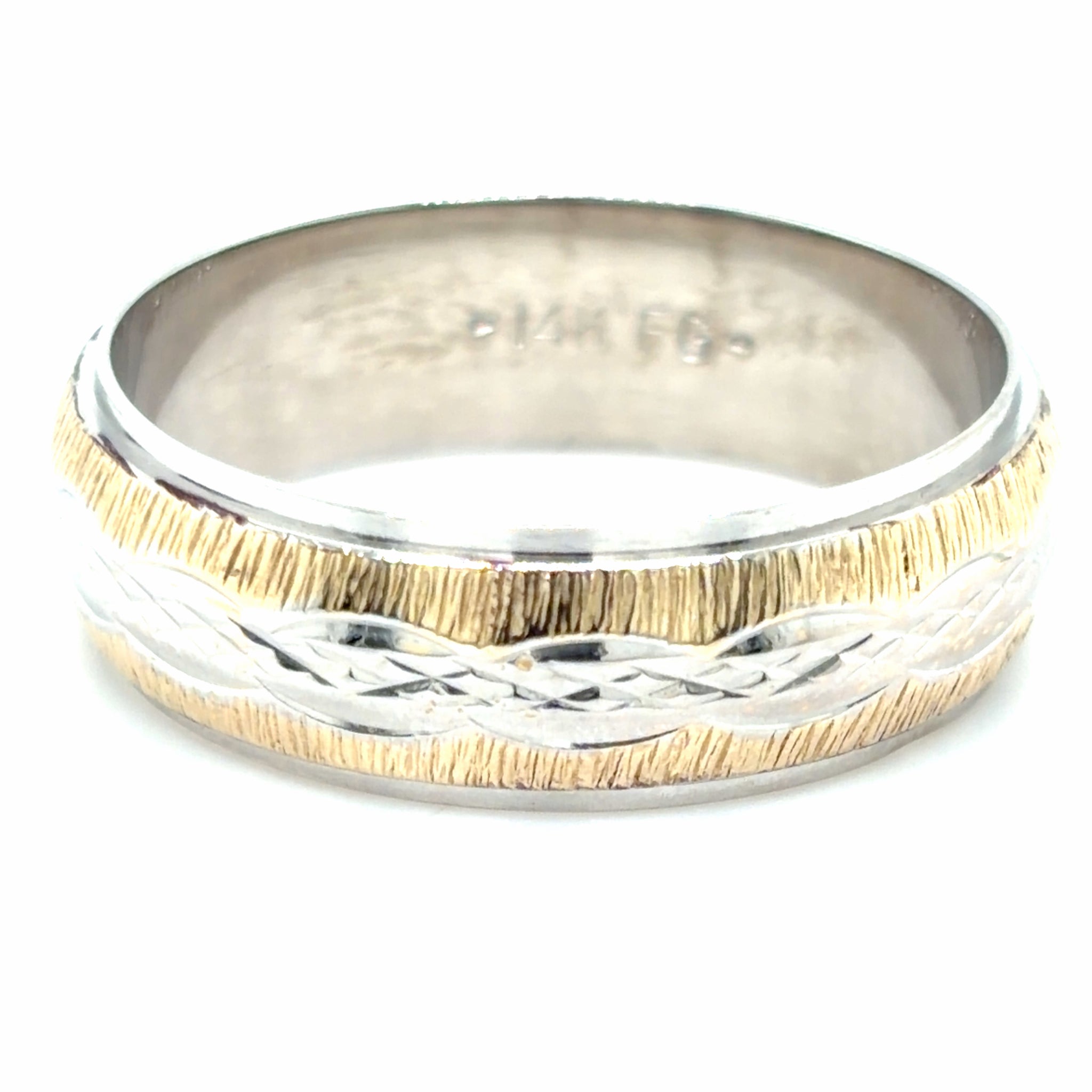 Estate Two-Tone Textured Wedding Band