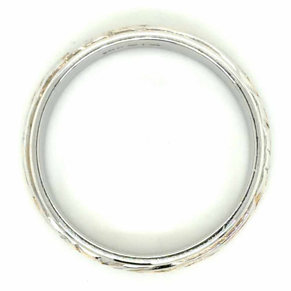 Estate size 10 Two Tone Floral Etched Wedding Band