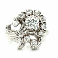 Estate 0.95cttw Diamond Mid-Century Cocktail Ring