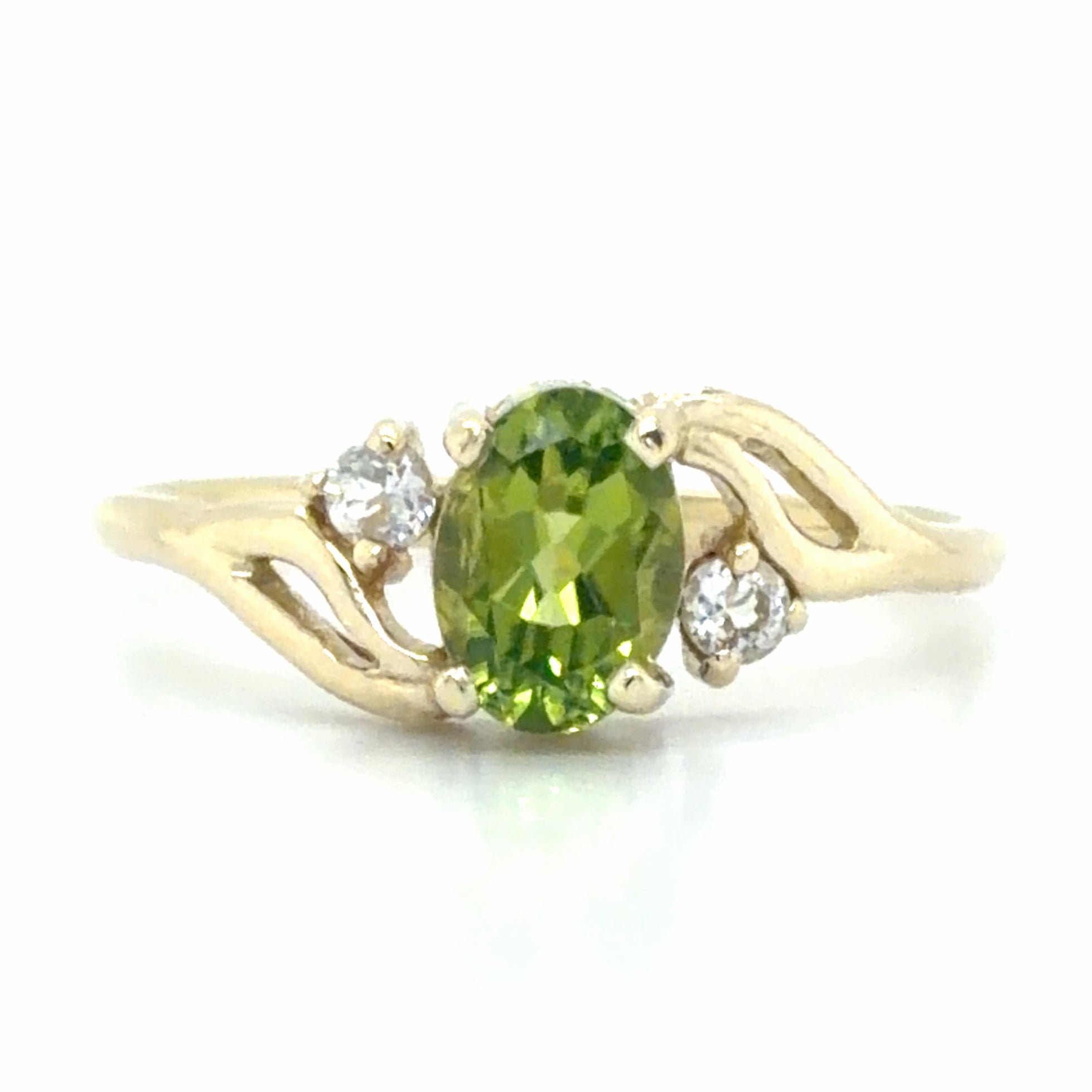 Estate Peridot & CZ Fashion Ring