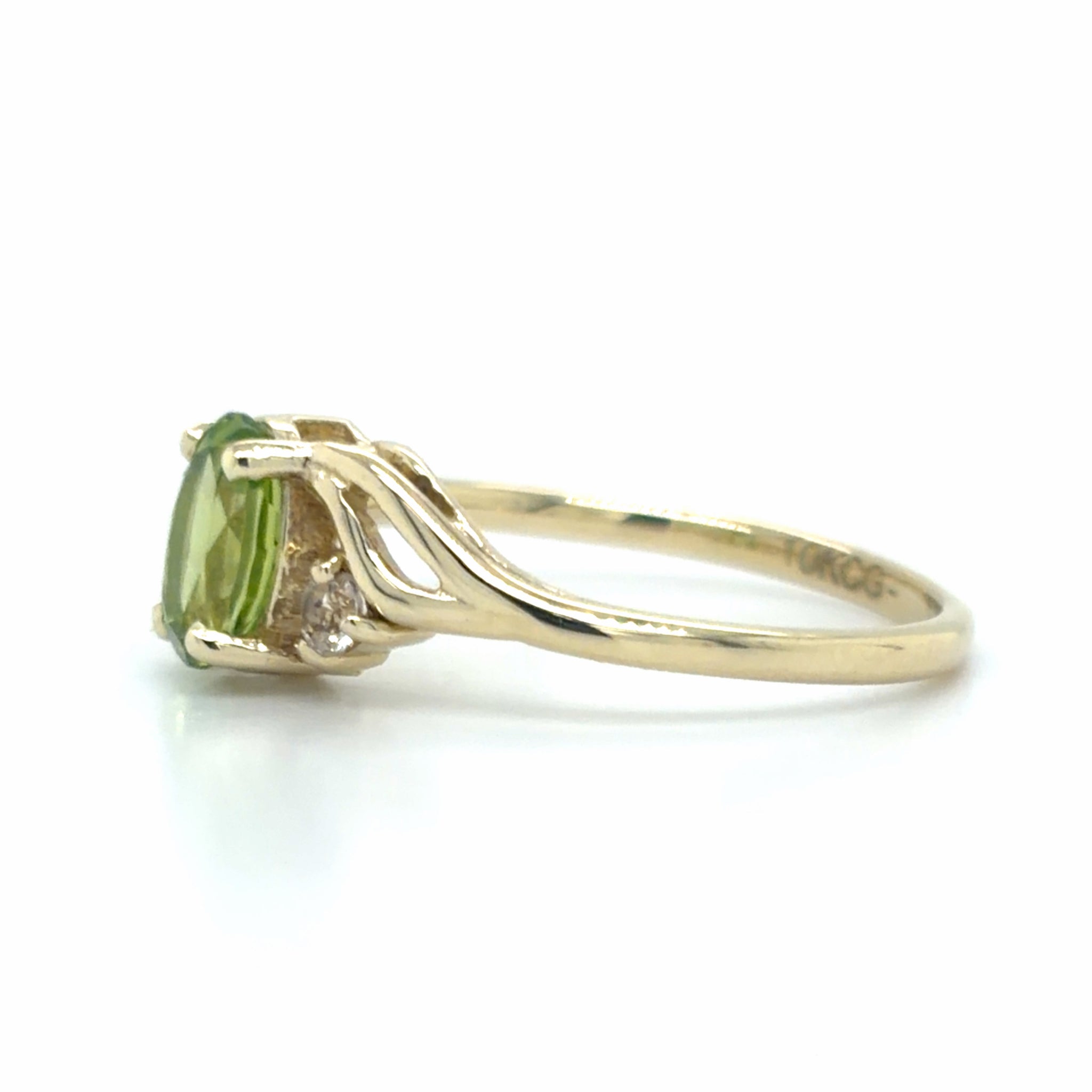 Estate Peridot & CZ Fashion Ring