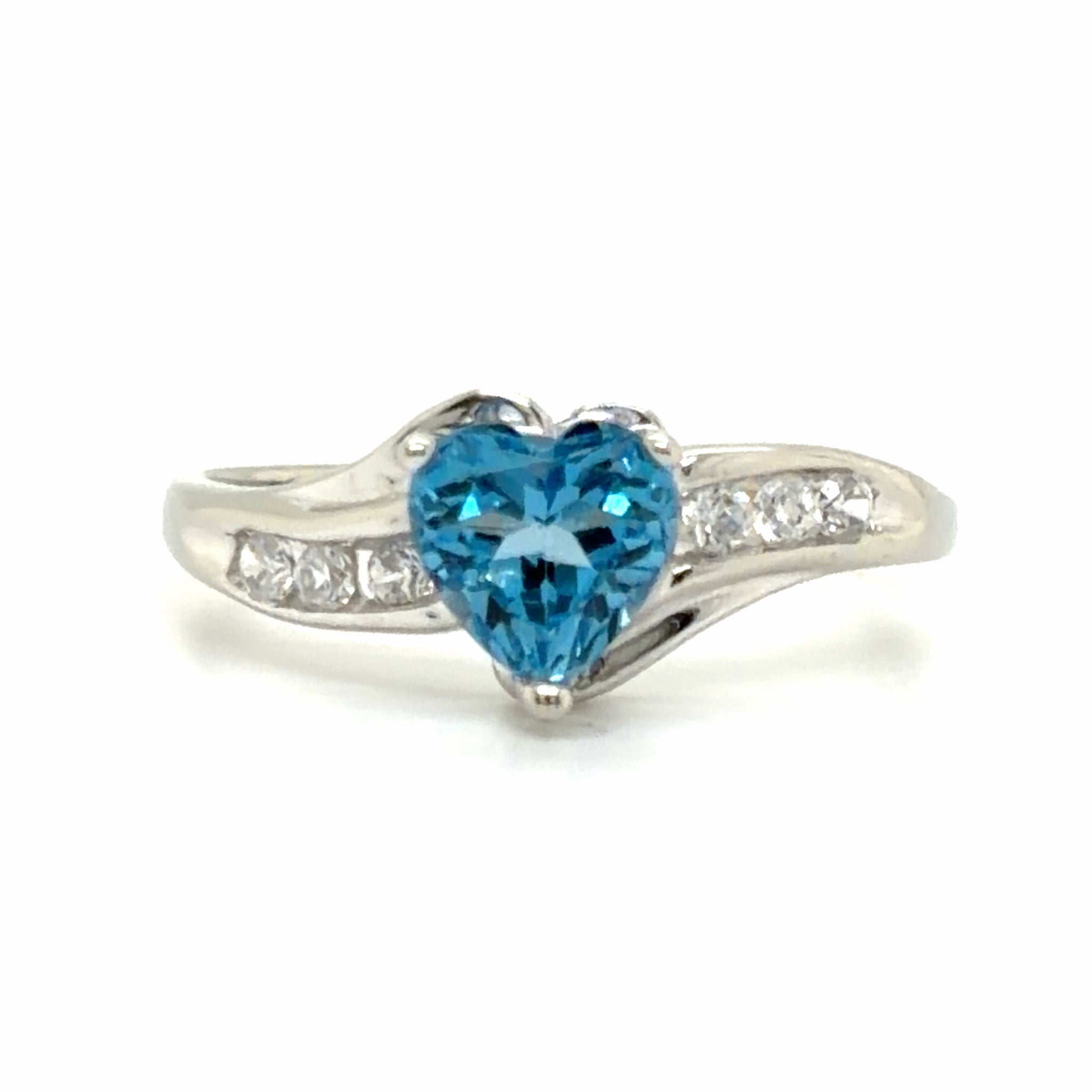Estate Heart Shaped Blue Topaz Ring