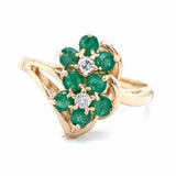 Estate Emerald & Diamond Double Flower Ring