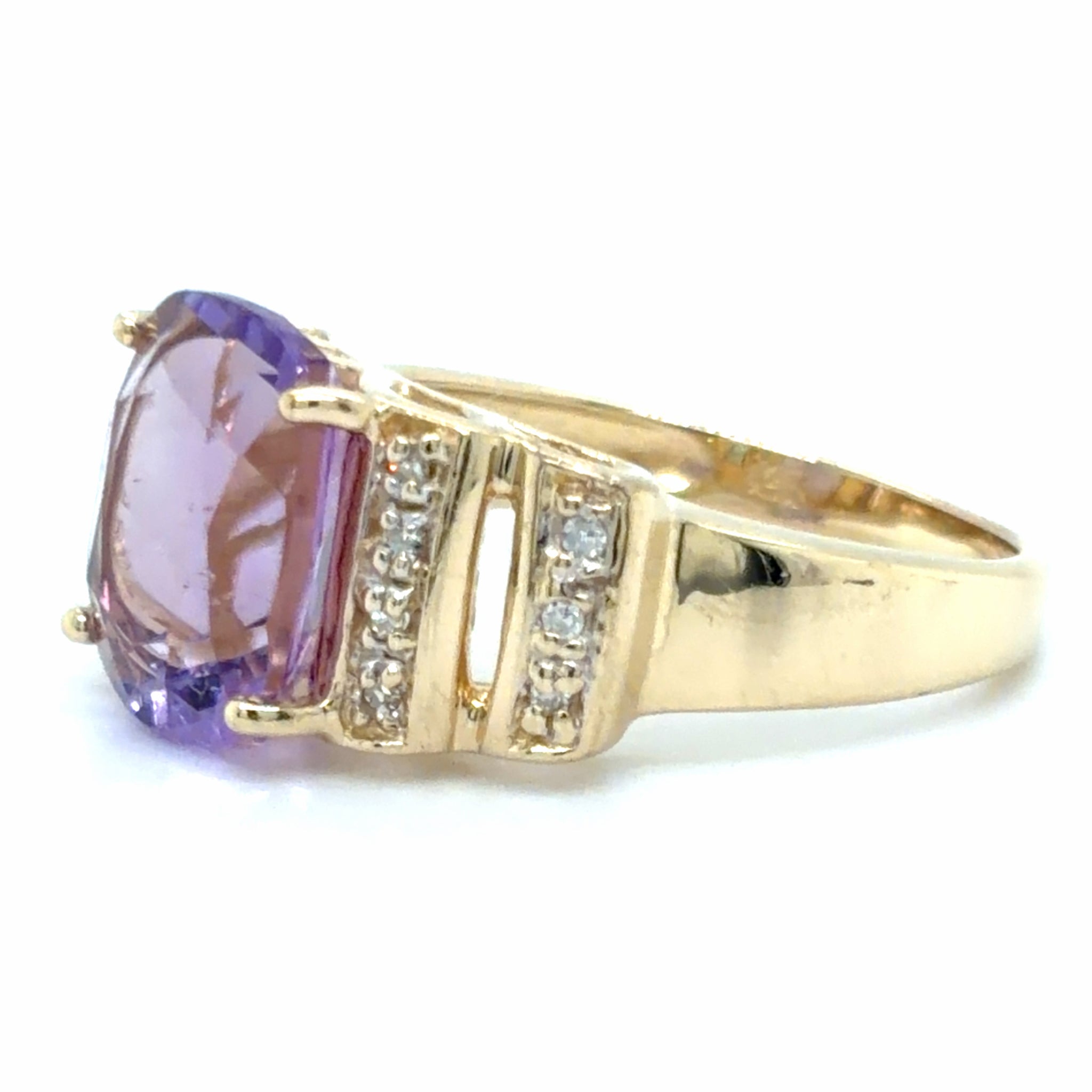 Estate Antique Cushion Cut Amethyst Ring
