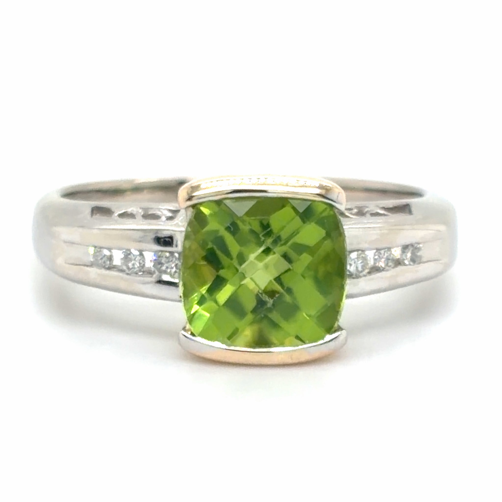 Estate Two-Tone Peridot & Diamond Ring