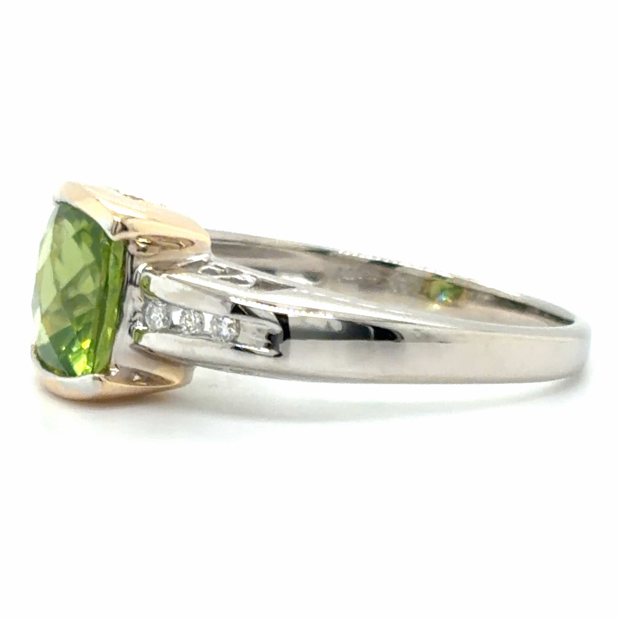 Estate Two-Tone Peridot & Diamond Ring