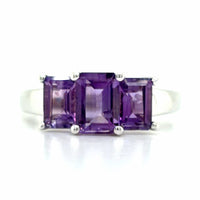 Estate Amethyst 3-Stone Ring