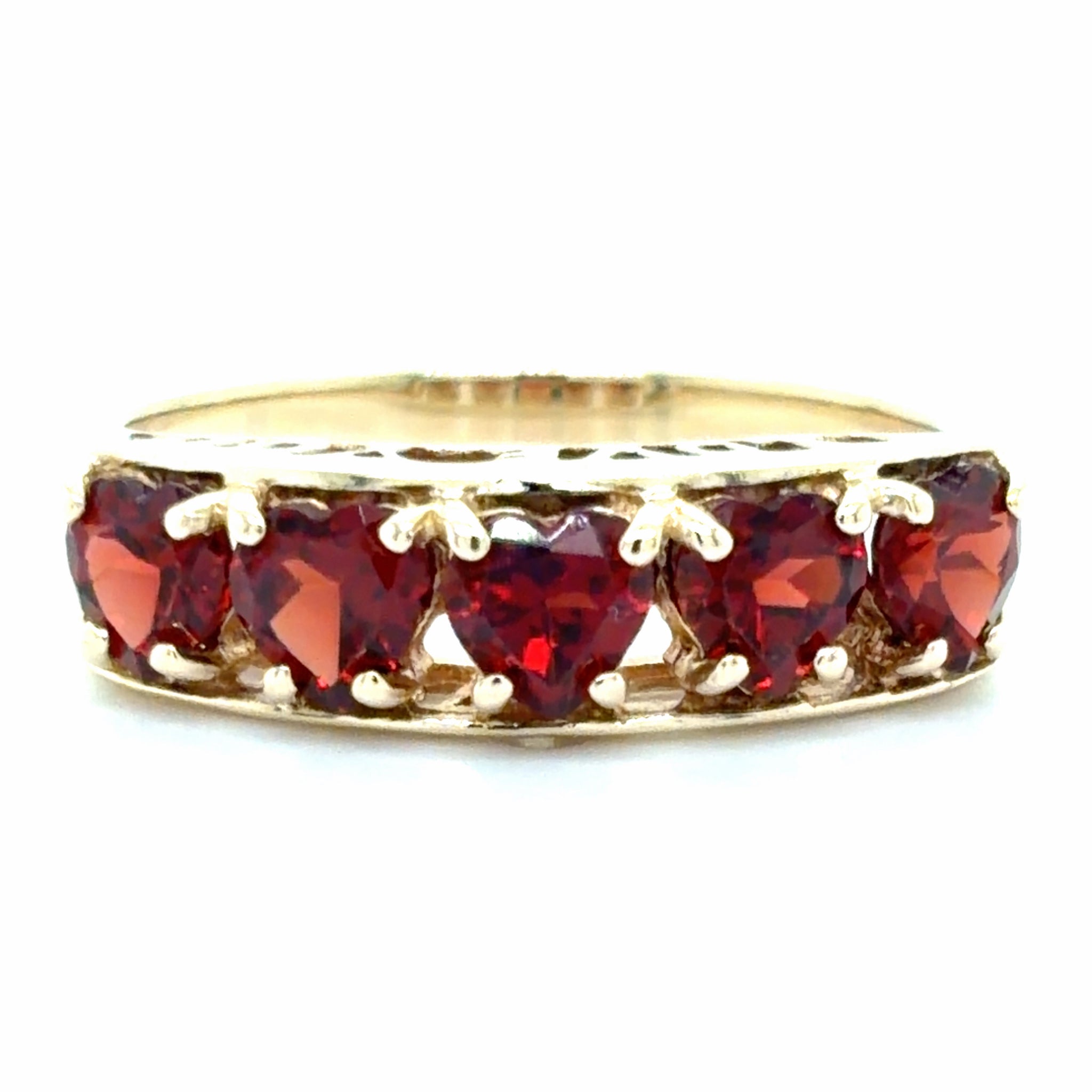 Estate Heart Shaped Garnet Band